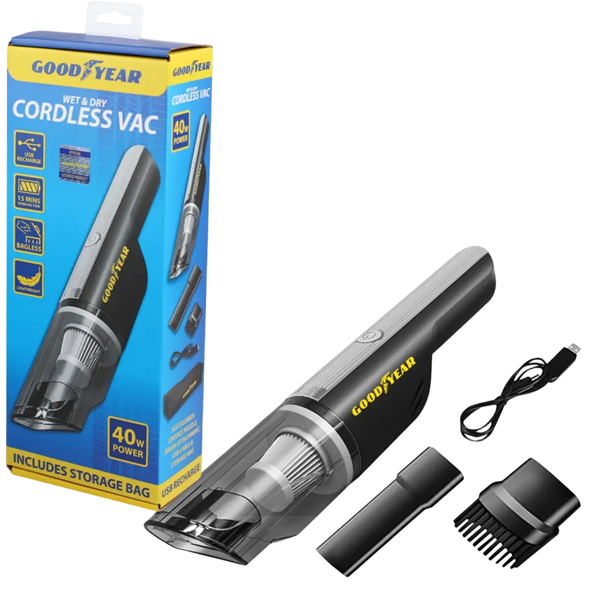 Goodyear Cordless Car Vacuum Cleaner Rechargeable