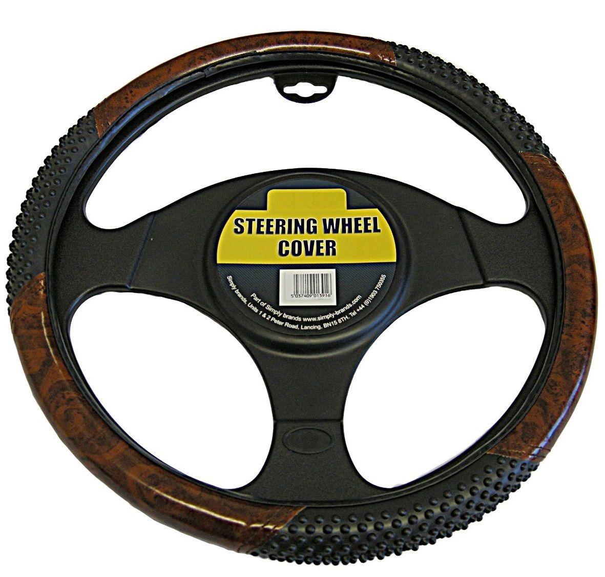 Simply Steering Wheel Cover Black & Wood
