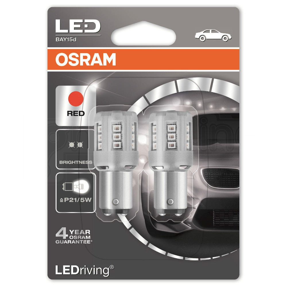 Osram Ledriving Standard Retrofit 380 P21/5W Red Bulbs (Twin Pack)