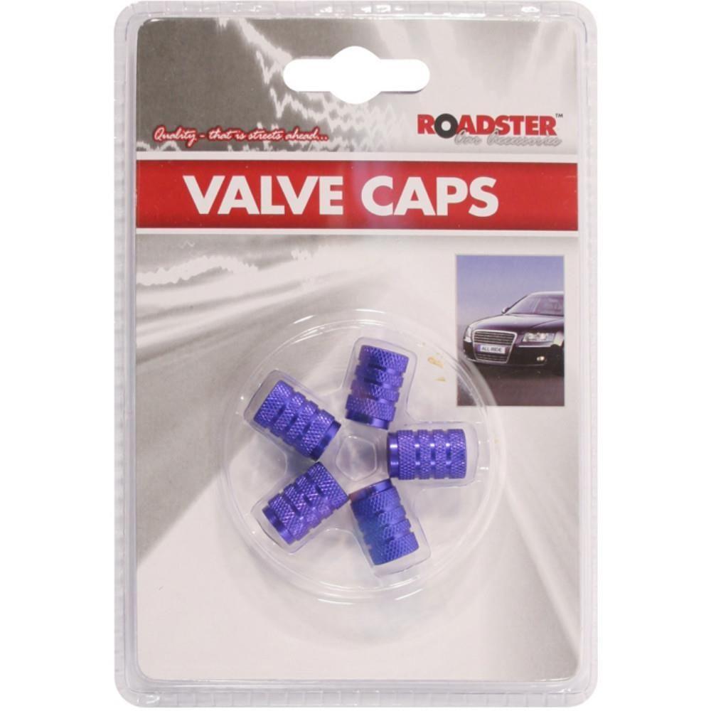 Blue Metal Valve Caps X 5