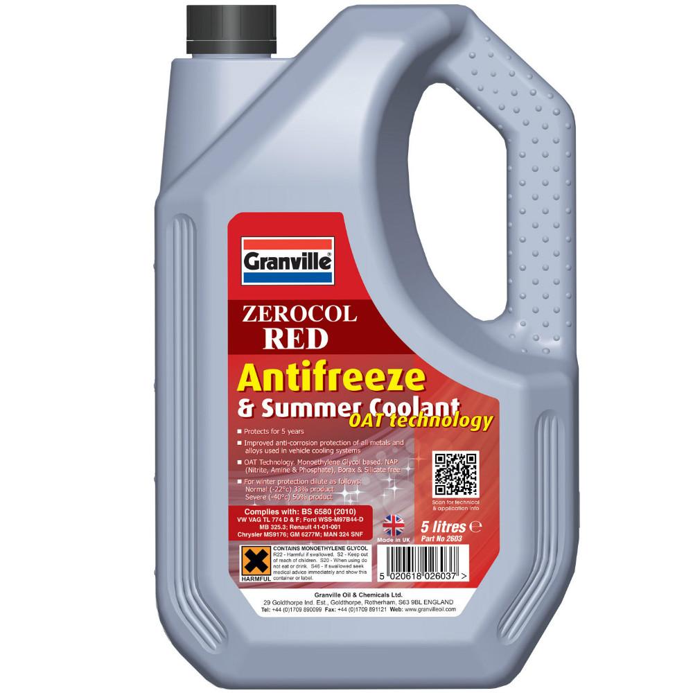 Granville Zerocol Red Antifreeze & Summer Coolant 5 Litre