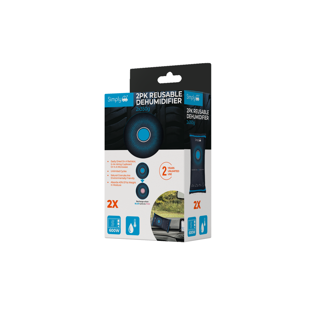 Simply Auto 2Pk 350G Reusable Car Dehumidifier