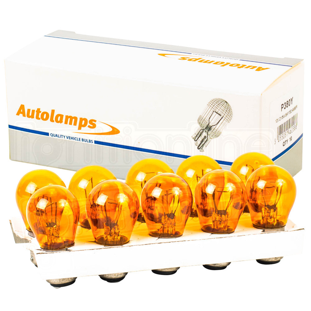 380 Amber 12V 21/5W P21/5W Brake & Tail Bulbs (Pack Of 10)