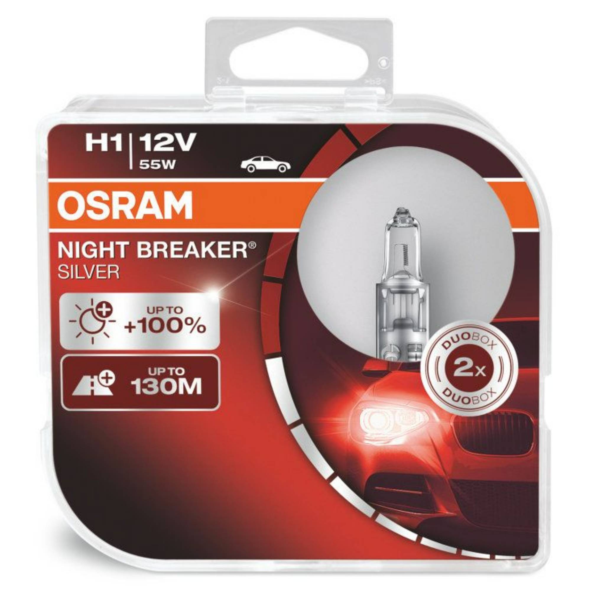 OSRAM H1 NIGHT BREAKER SILVER 12V 55W Bulbs Twin Pack