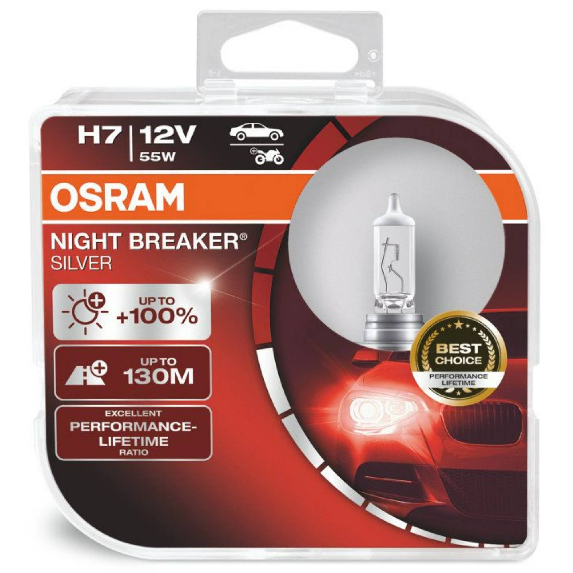 OSRAM H7 12V 55W Night Breaker Silver Twin Pack