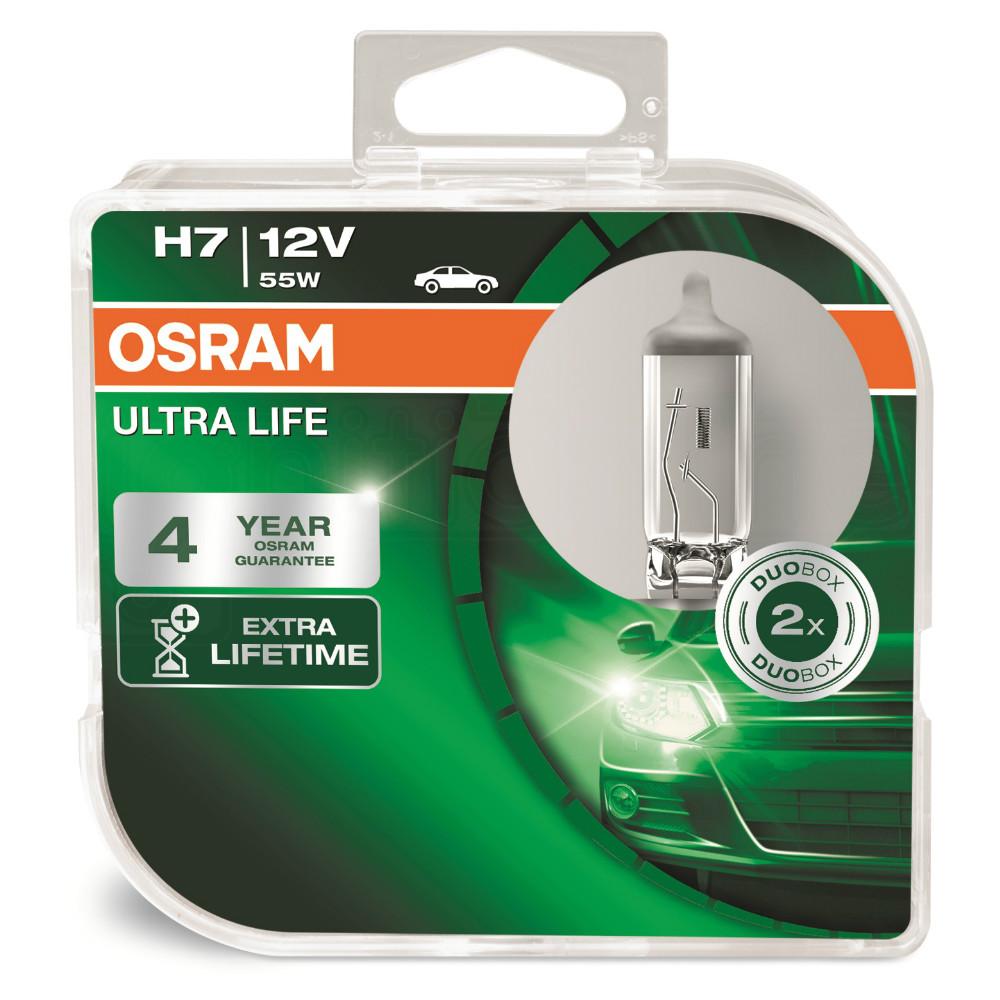 OSRAM H7 12V 55W ULTRA LIFE Headlight Bulbs (Twin Pack)