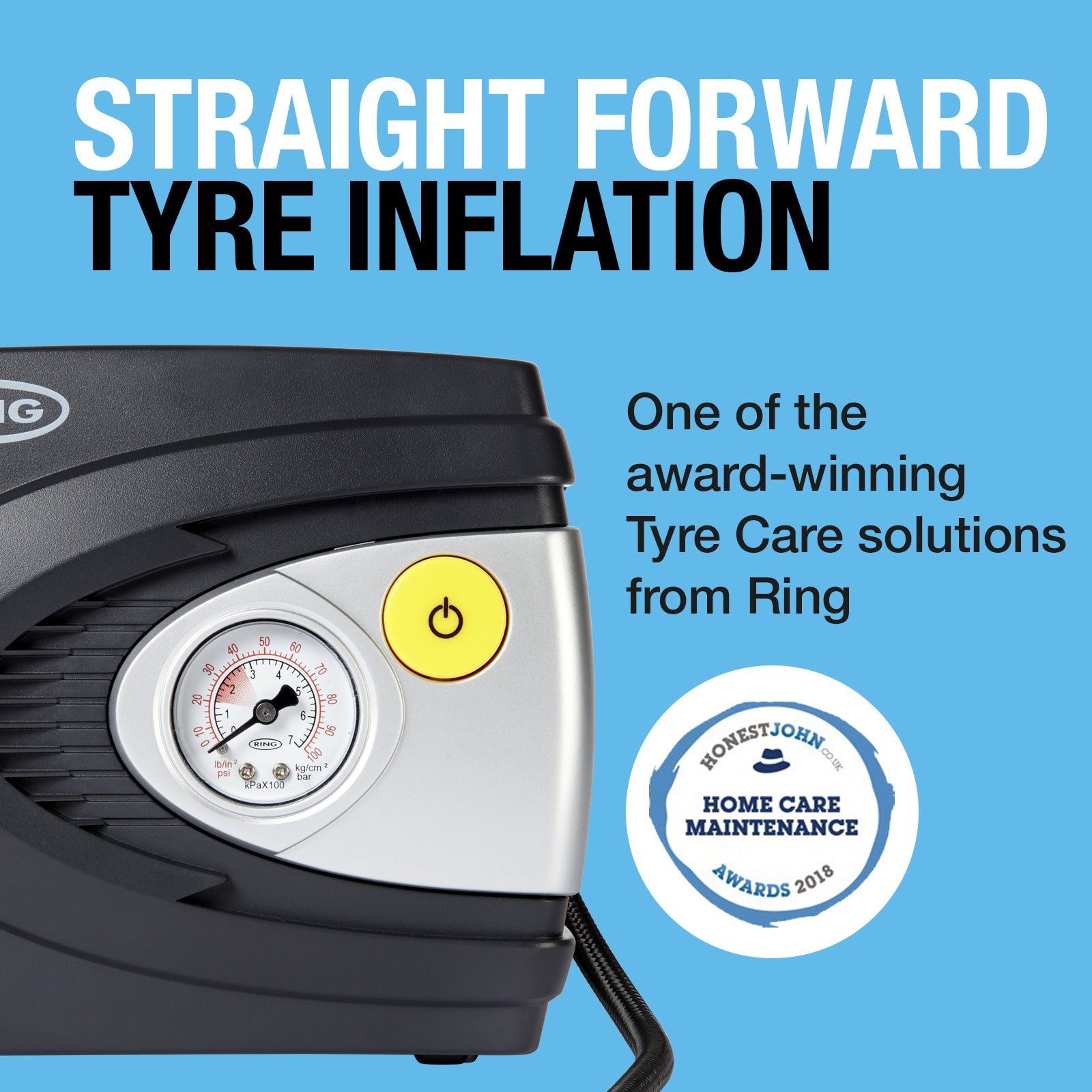 Ring RAC610 Analogue Tyre Inflator with adapters