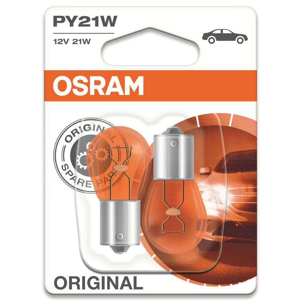 OSRAM 581 12V PY21W ORIGINAL Amber Bayonet Bulbs BAU15s (Twin Blister)