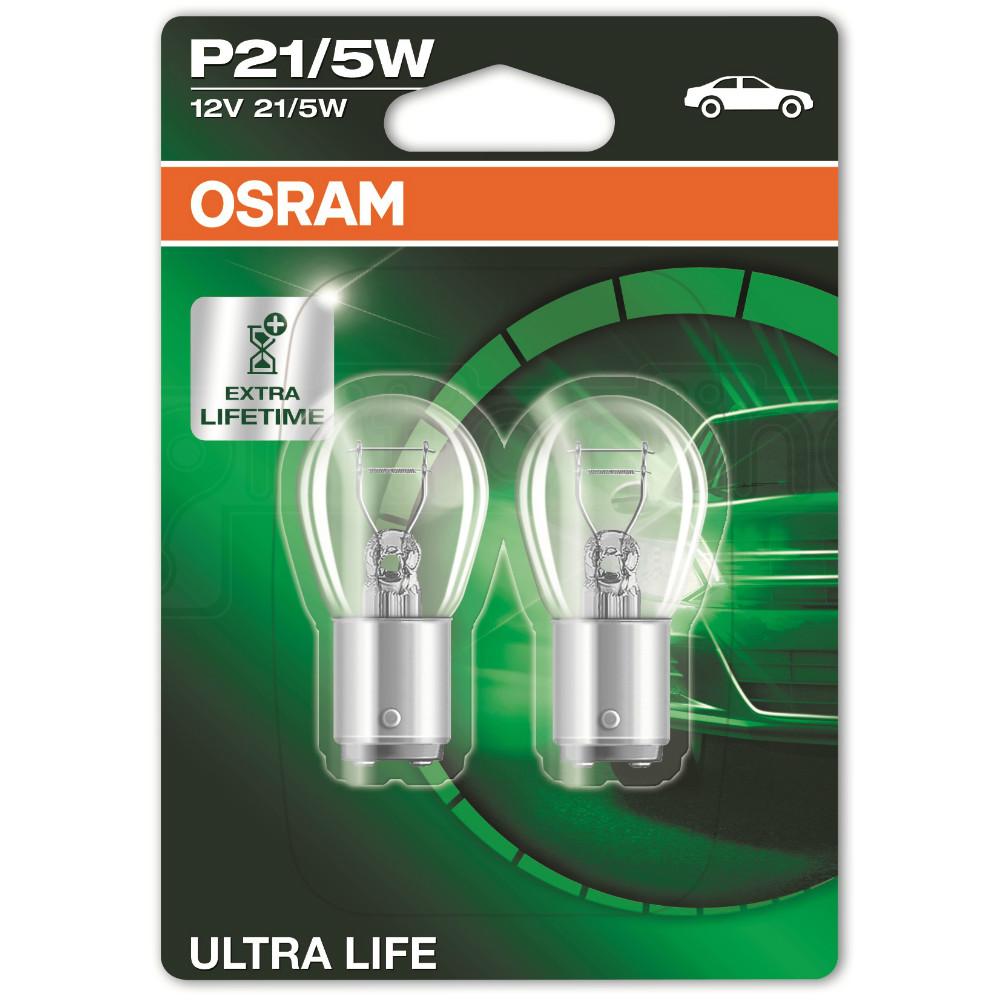 OSRAM 380 Ultra Life P21/5W Brake & Tail Light Bulbs (Twin Pack)
