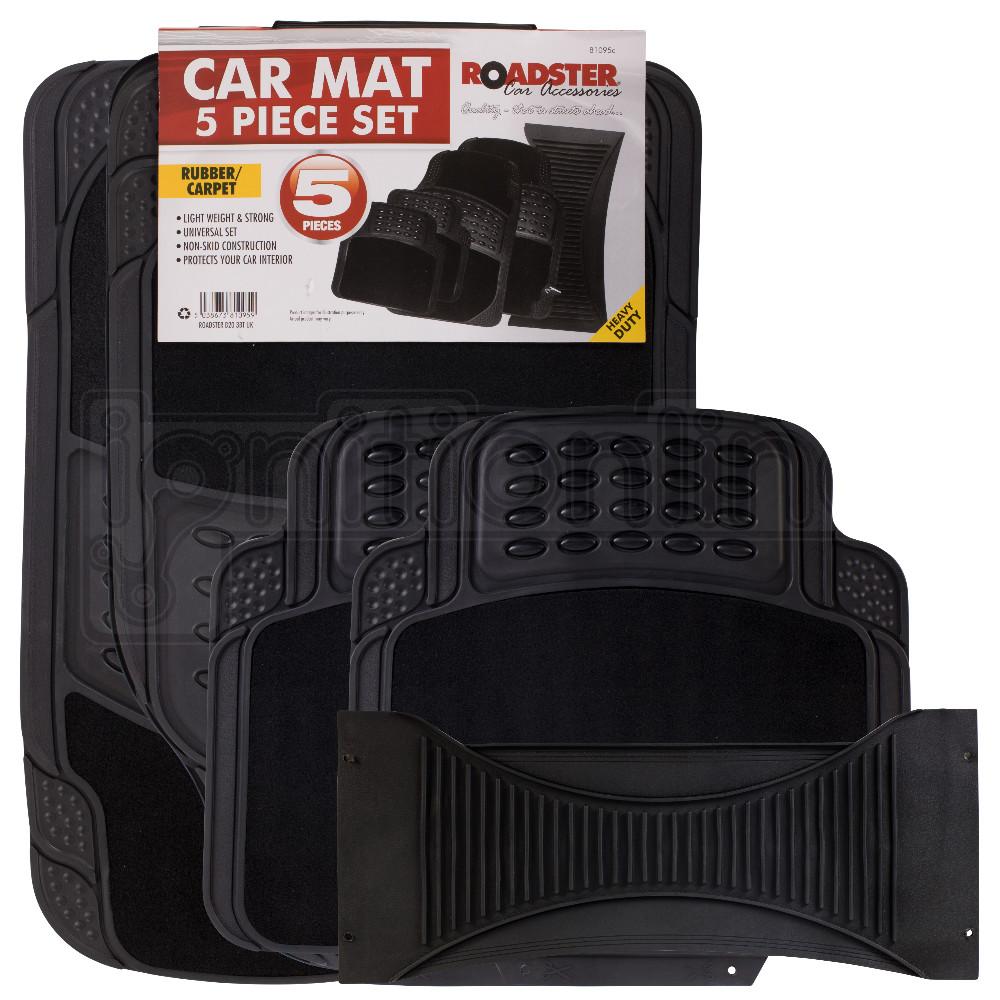 5 Piece Black Rubber Car Mat Set