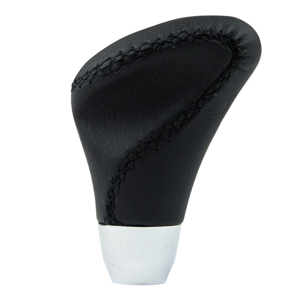 Black Leather Gear Knob With Chrome