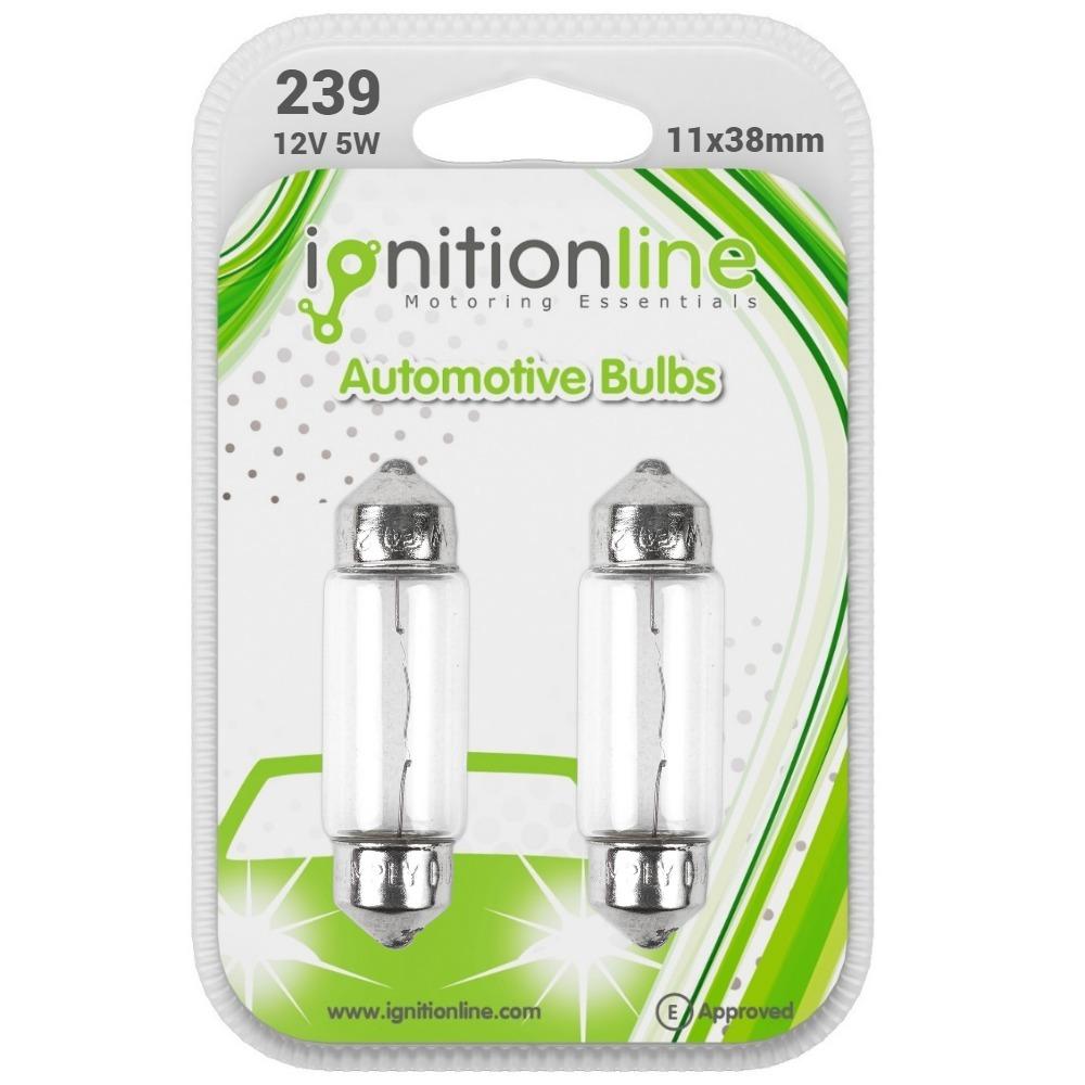239 12V 5W Number Plate & Interior Festoon Bulbs (Pack Of 2)