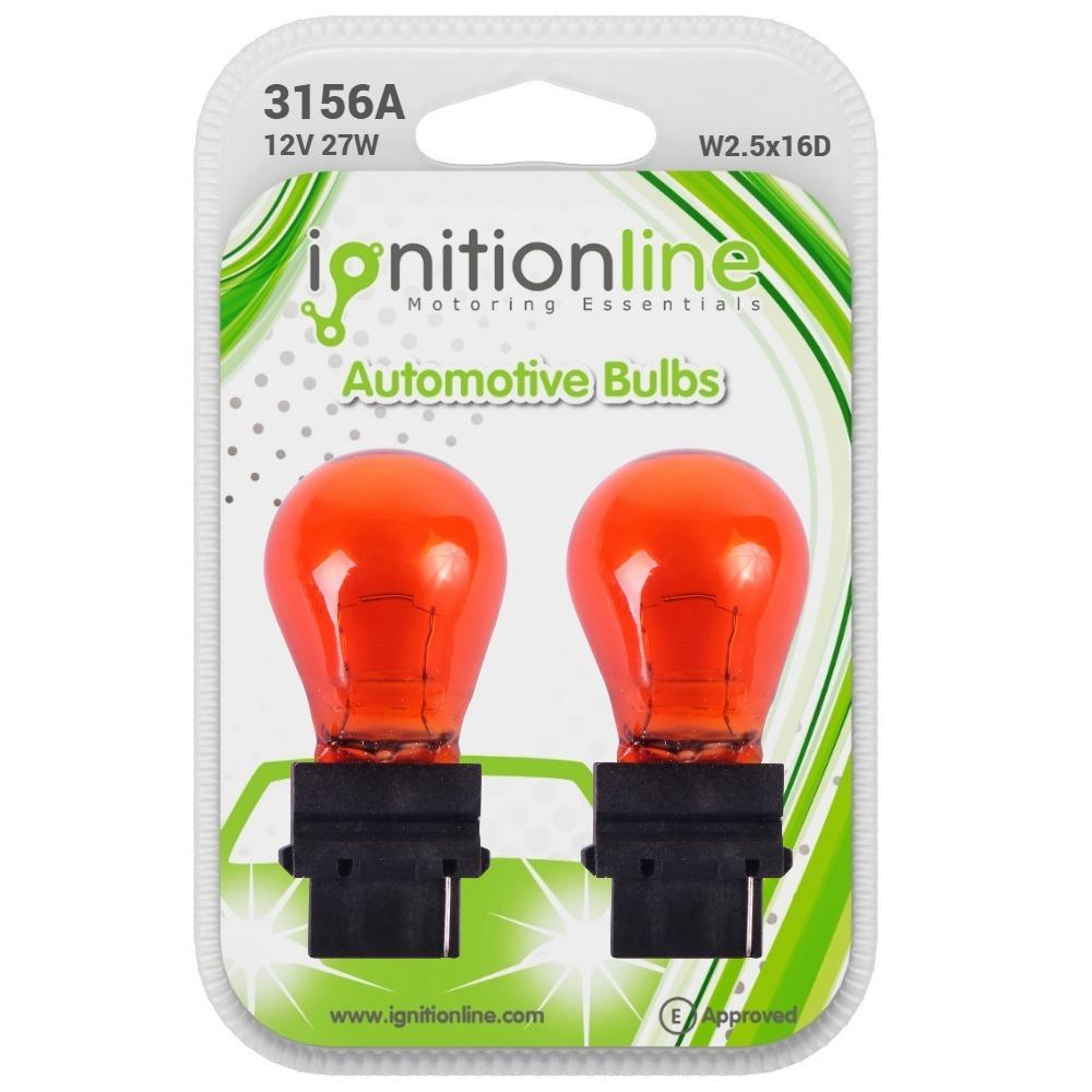 3156 Amber 12V 27W Indicator Wedge Bulbs (Pack Of 2)