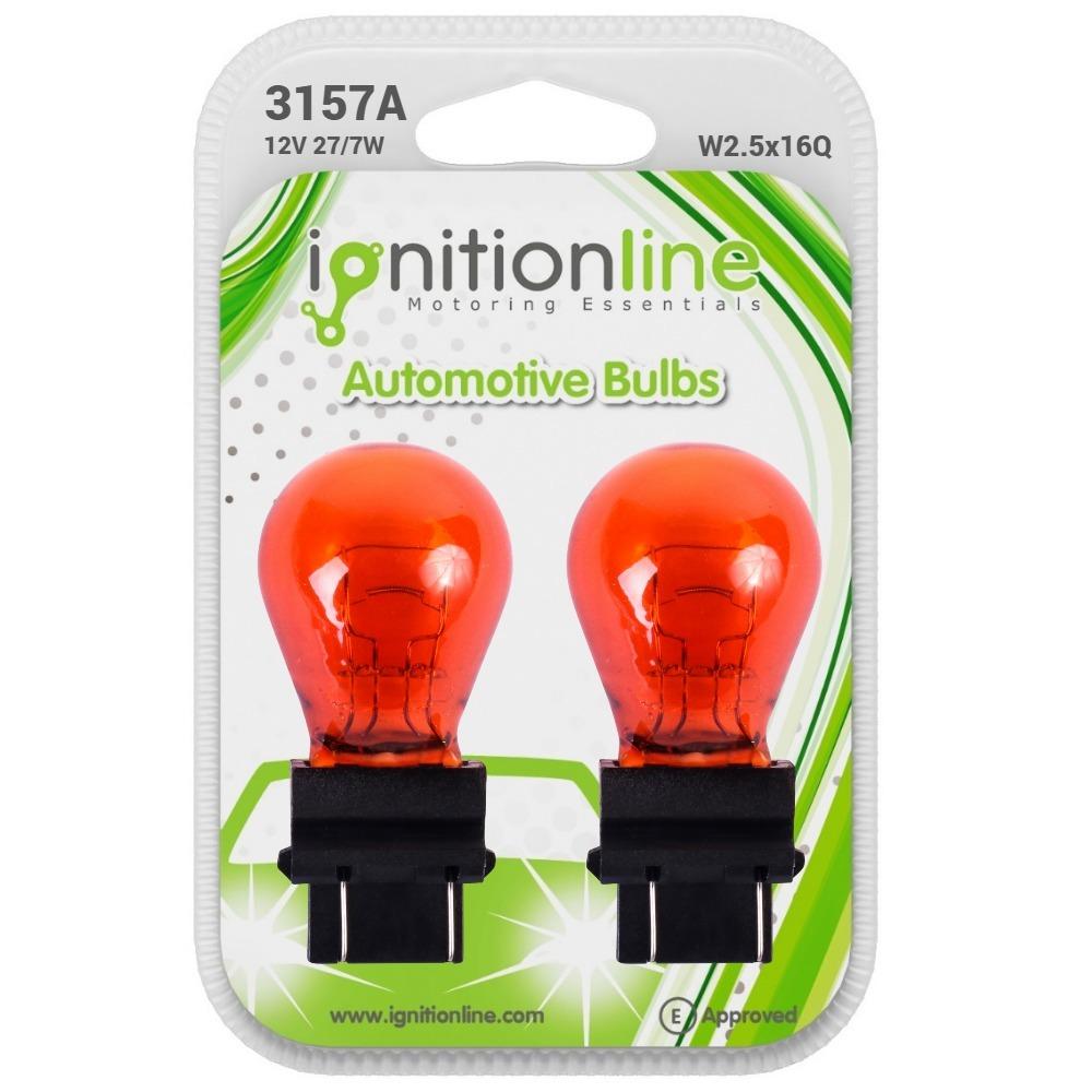 3157A 12V 27/7W Amber Indicator Wedge Bulbs (Pack of 2)