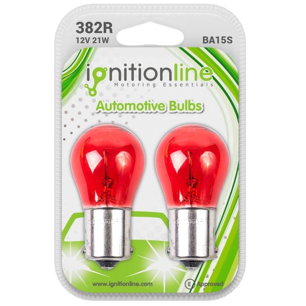 382 Red 12V 21W Bayonet Bulbs (Pack Of 2)