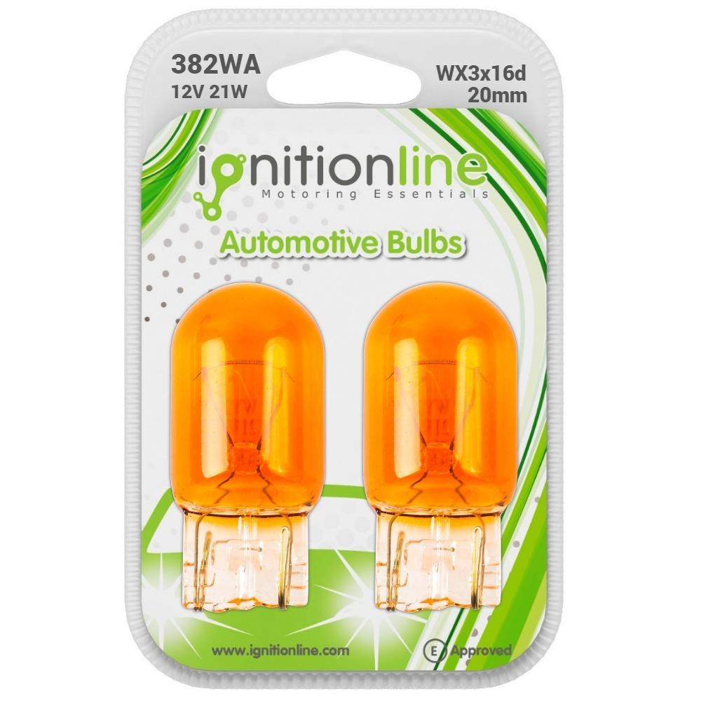 382WA - 585 Amber 12V 21W Wedge Bulbs (Pack of 2)
