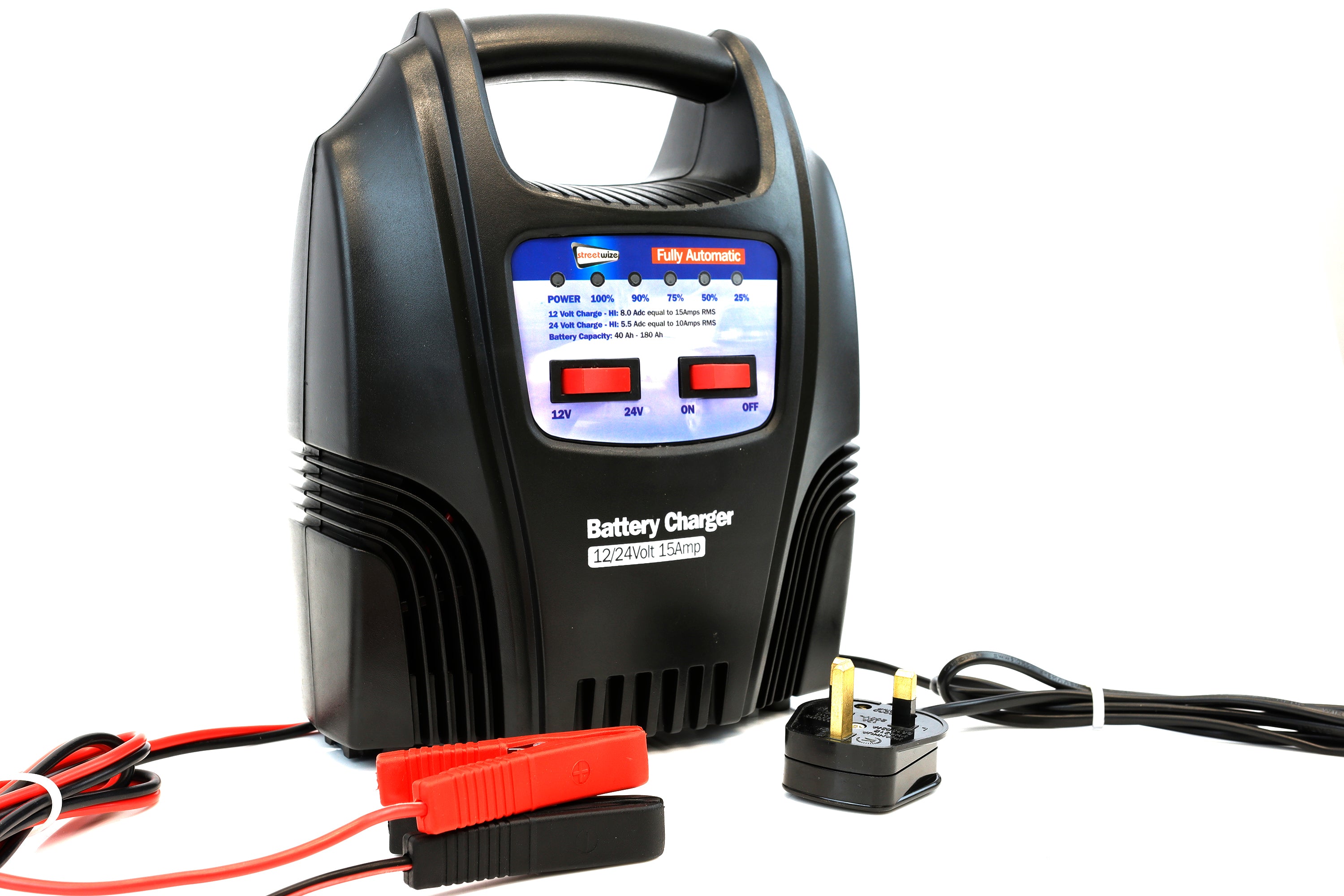 Streetwize Battery Charger Automatic LED 15Amp