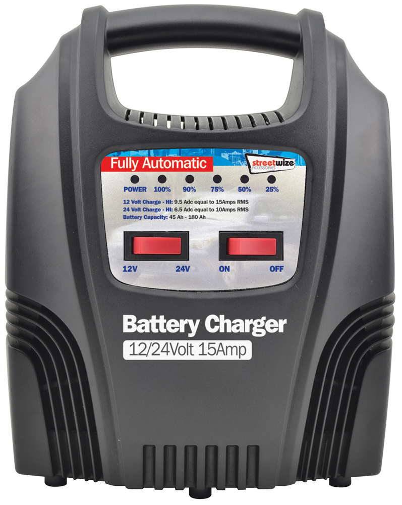 Streetwize Battery Charger Automatic LED 15Amp
