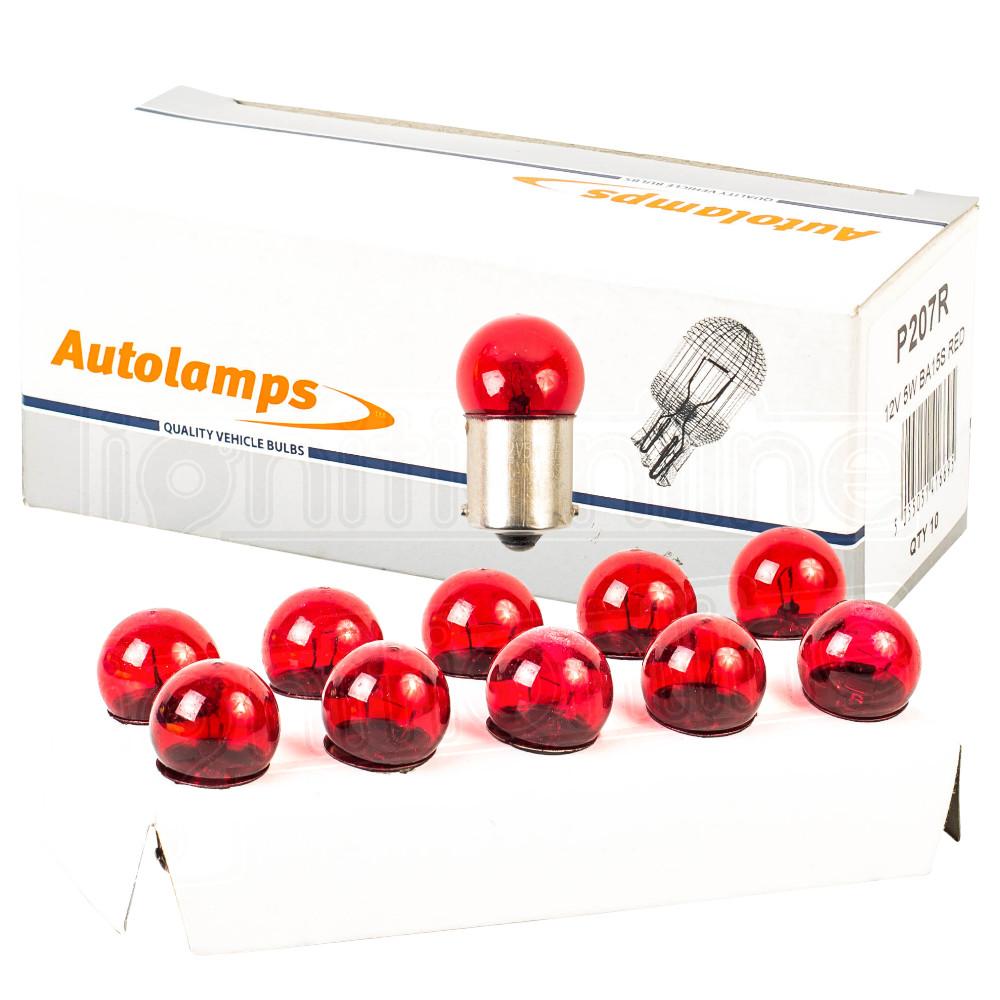 207 Red Replacement 12V 5W Side & Tail Light Bayonet Bulbs (Pack Of 10)