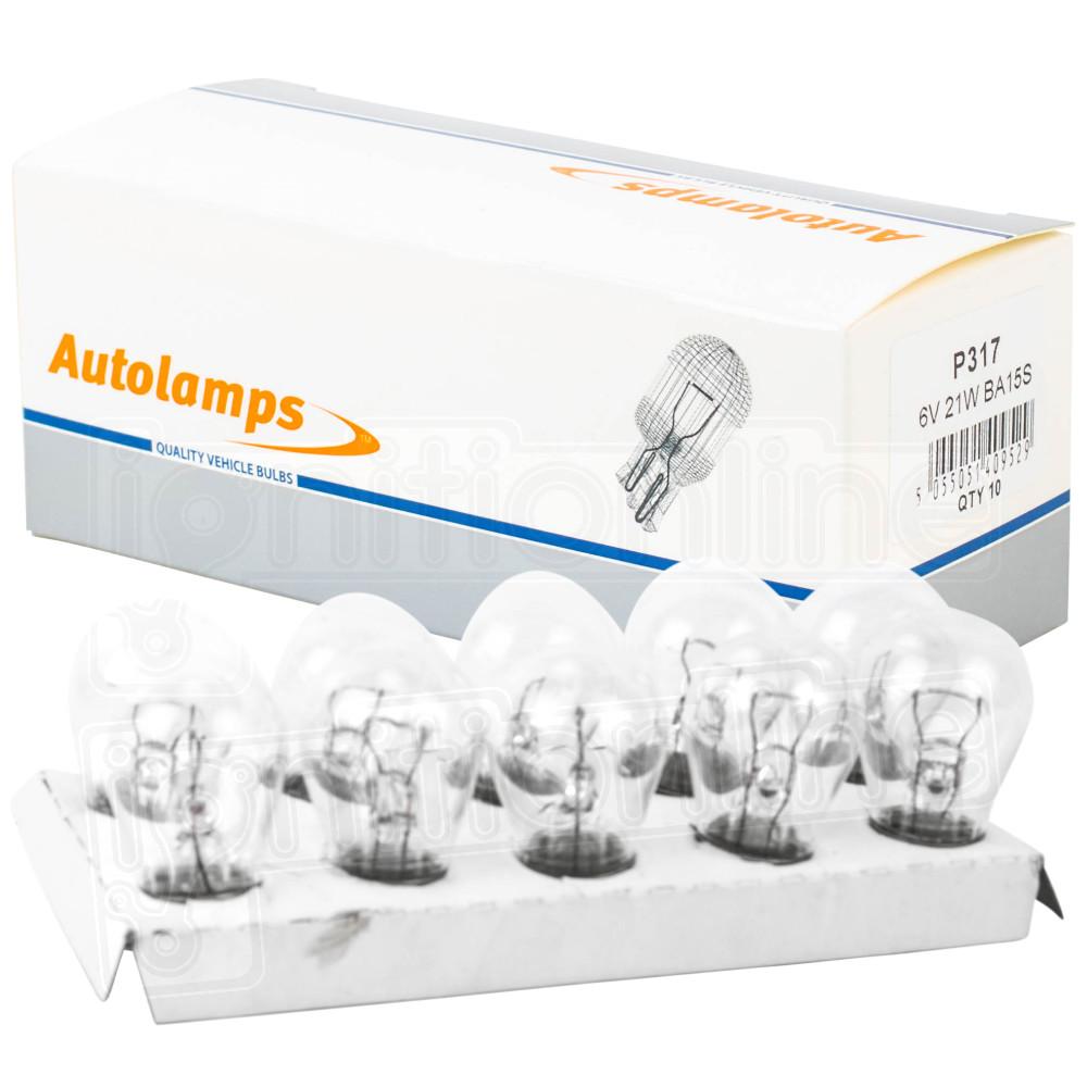 317 Motorcycle 6V 21W Side & Tail Light Bulbs (Pack Of 10)