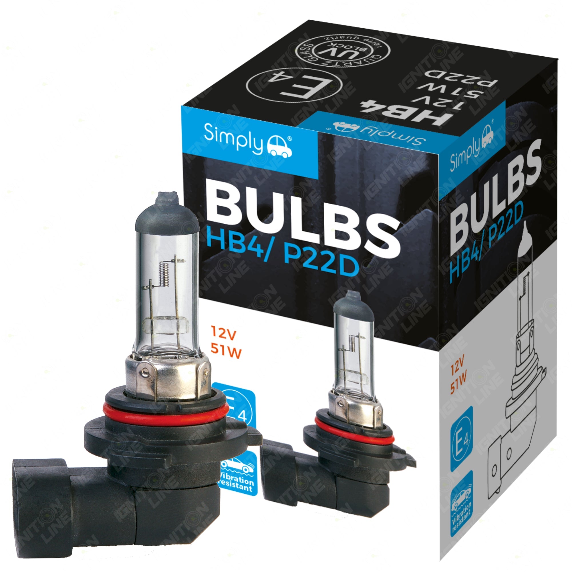 Hb4 9006 12V 51W Halogen Headlight Bulb