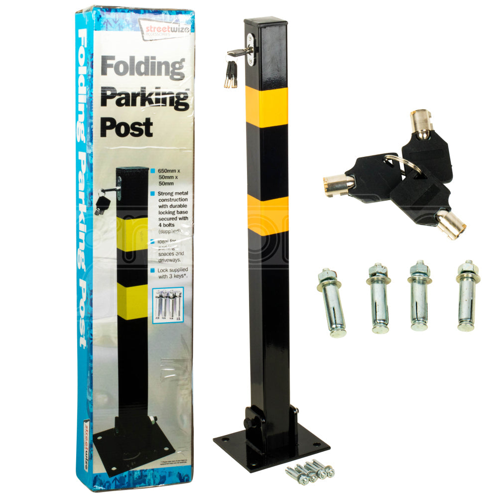 Streetwize Folding Parking Post (Square) W/ Bolts