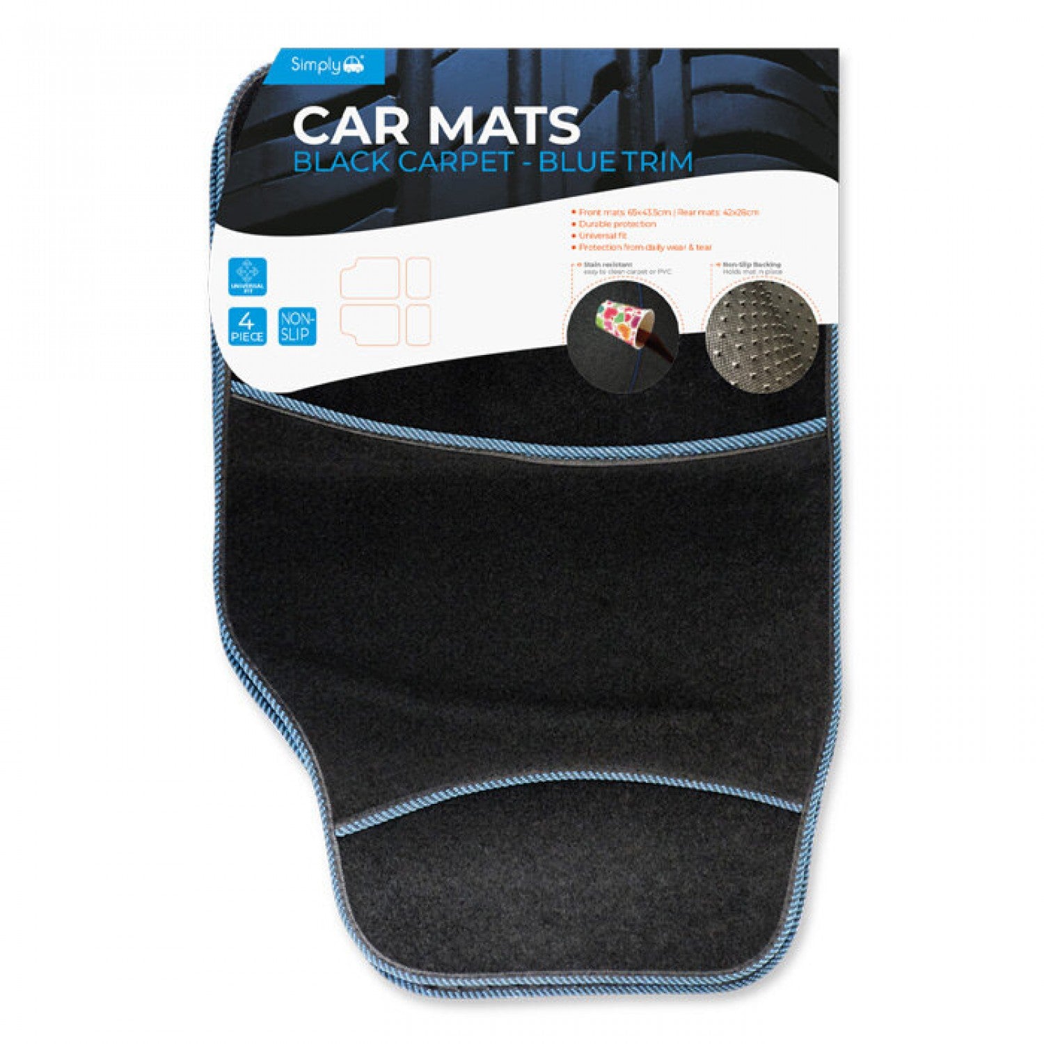 Simply Auto Blue Trim Carpet Car Mats