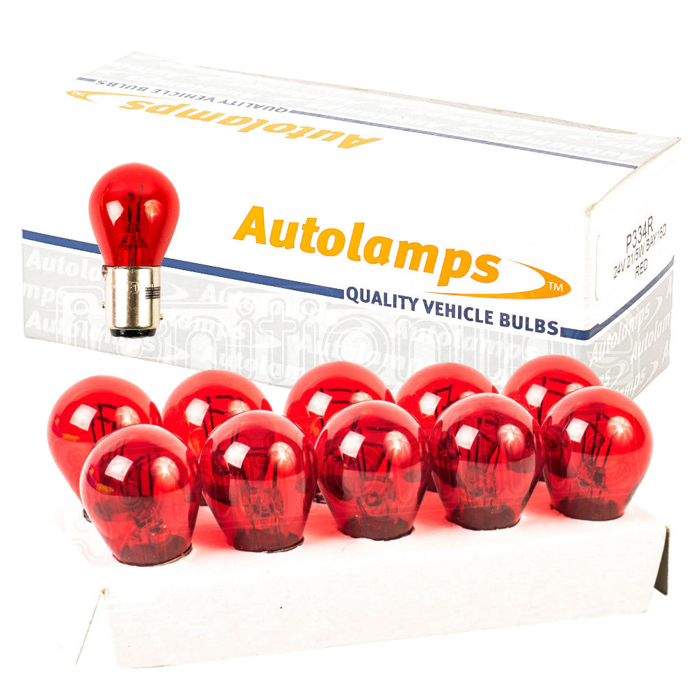 334 Red  24V 21/5W Bulbs (Pack Of 10)