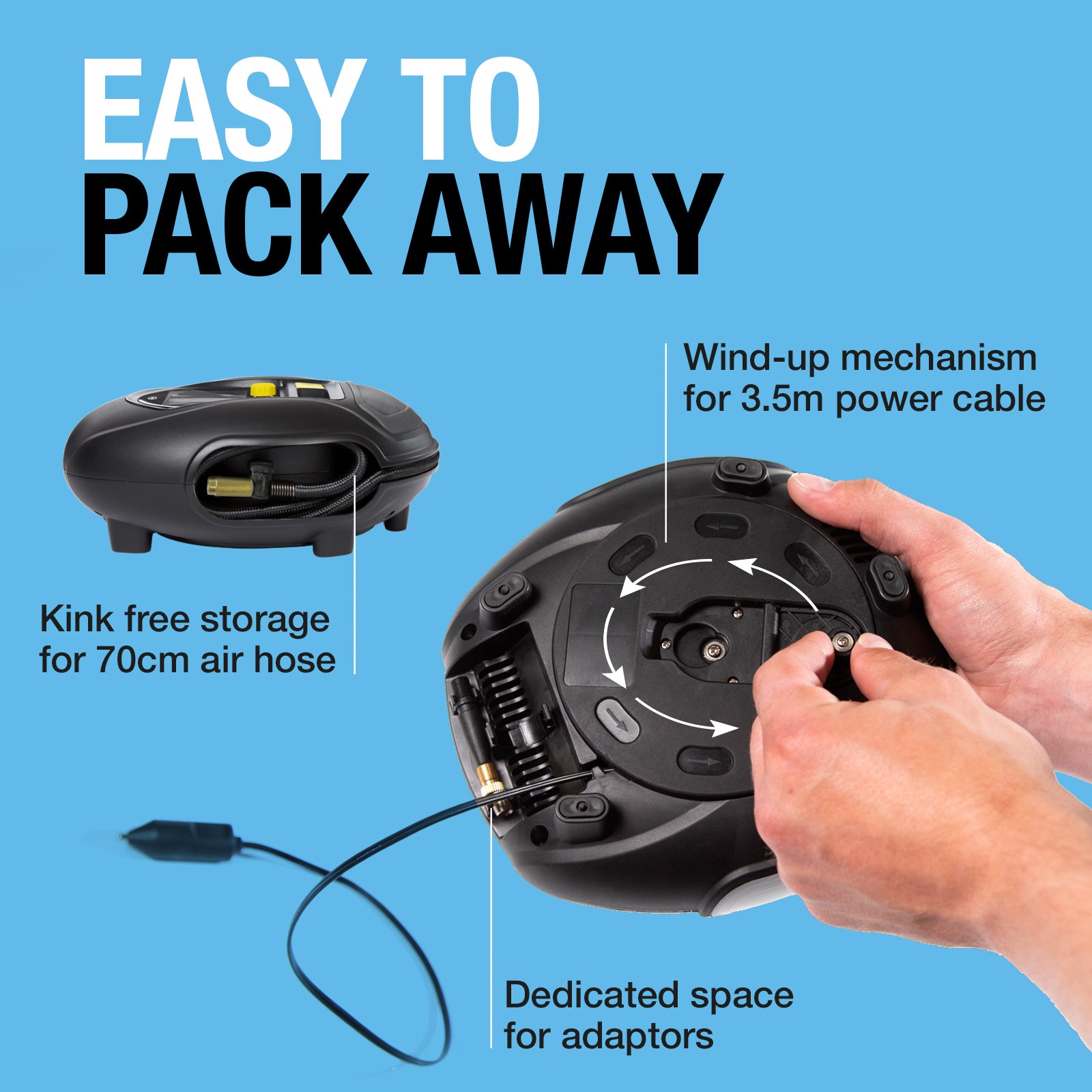 Rapid Digital Tyre Inflator With Quick Set Auto Stop (Premium)