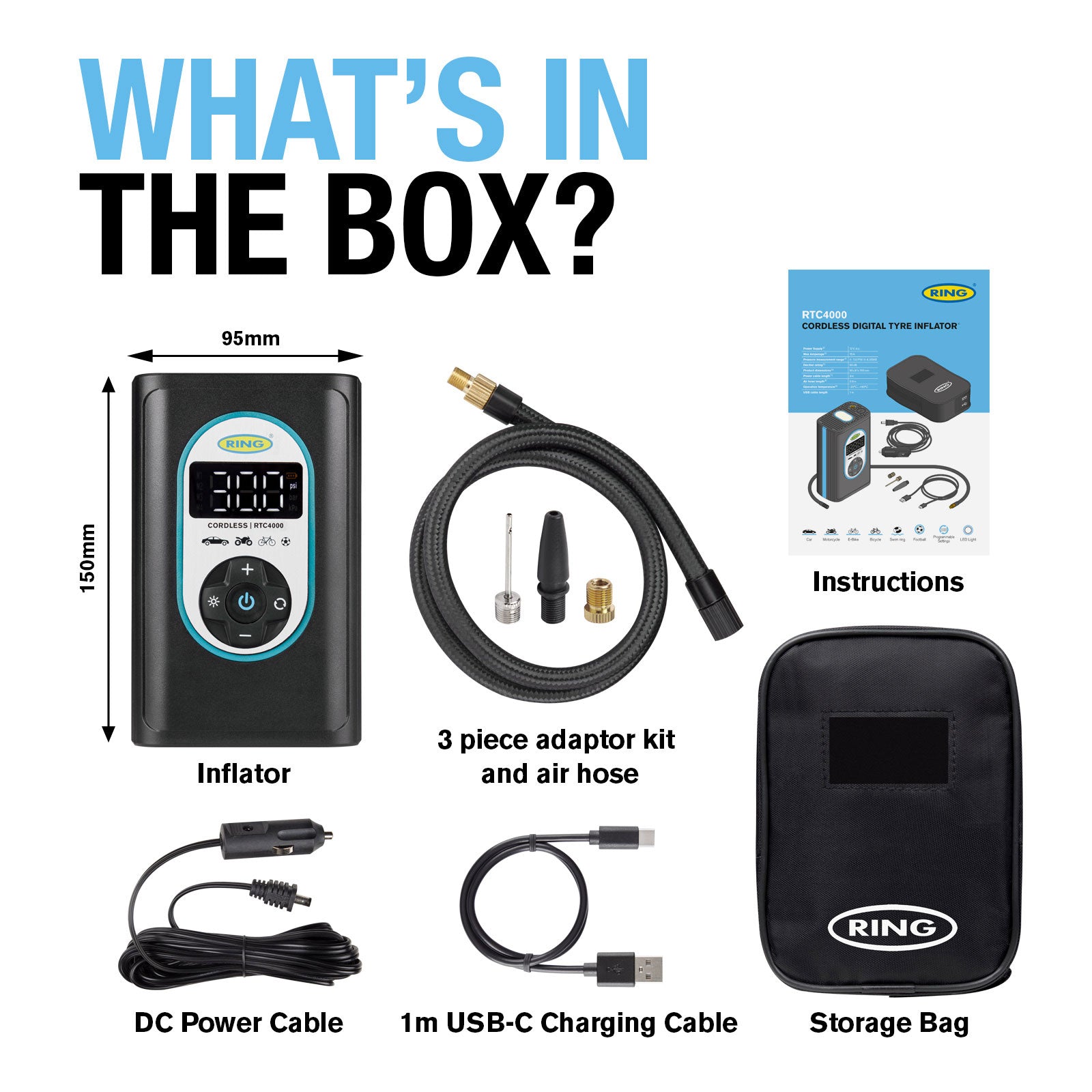 Ring Cordless Rechargeable Tyre Inflator