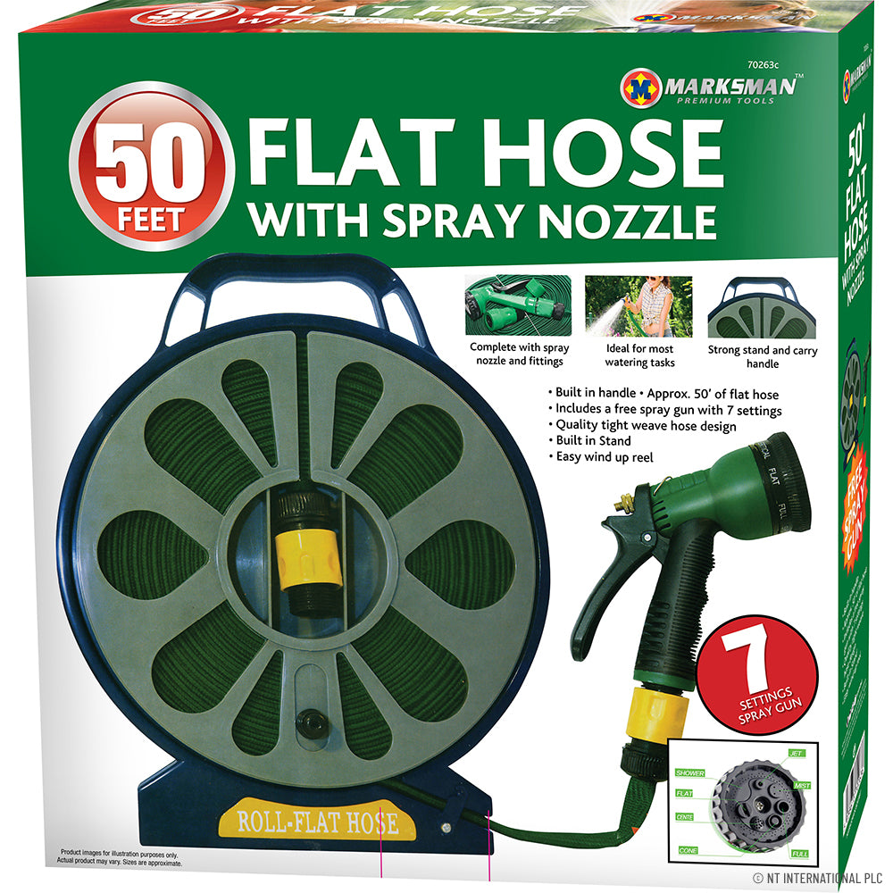 15m Flat Hose with Spray Nozzle