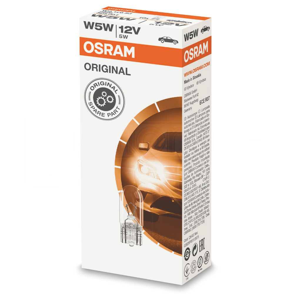 Osram Original 501 W5W 12V 5W Capless Bulbs (Pack Of 10)