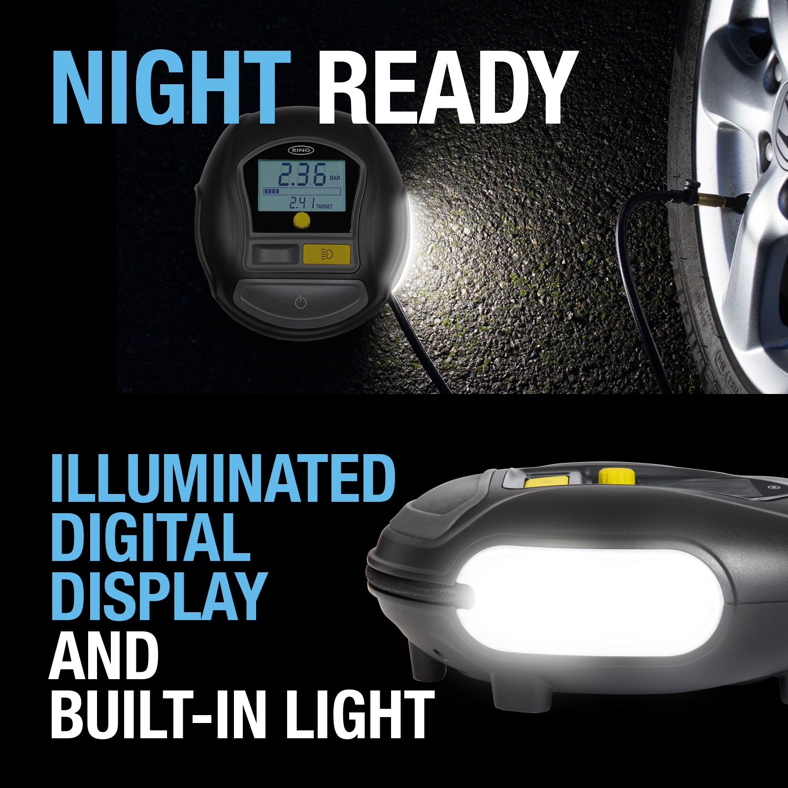 Ring Rapid Digital Tyre Inflator With Quick Set Auto Stop (Premium)