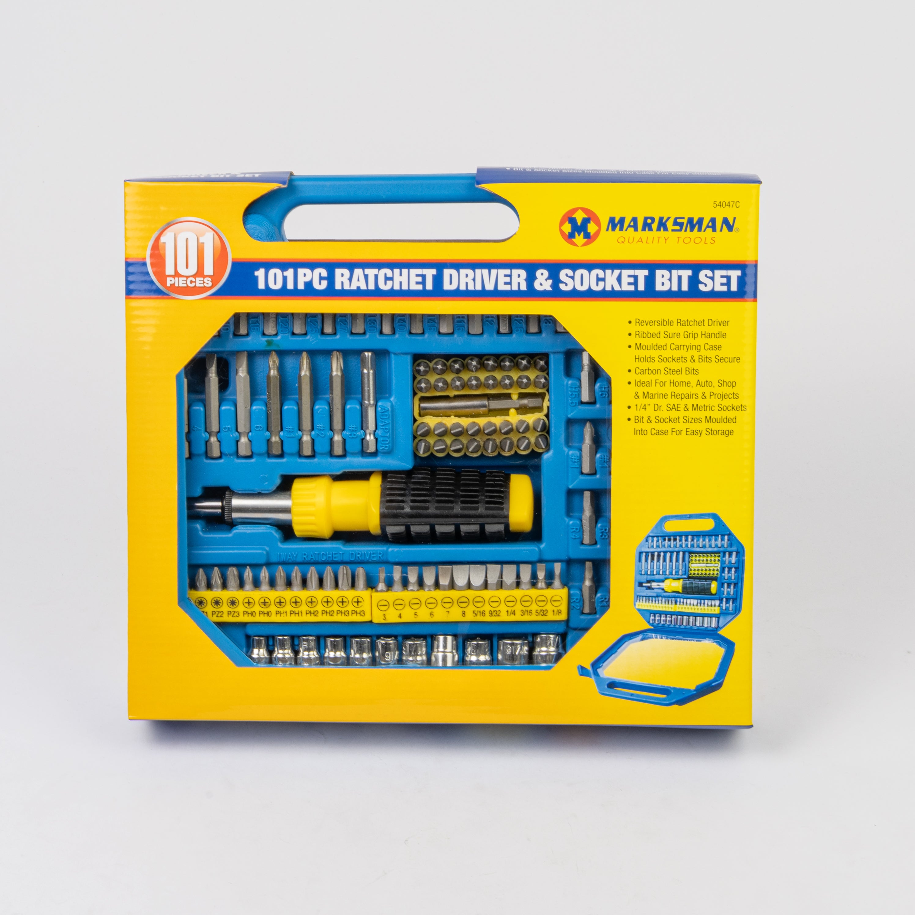 101pc Screwdriver Ratchet Driver and Socket Bit Set