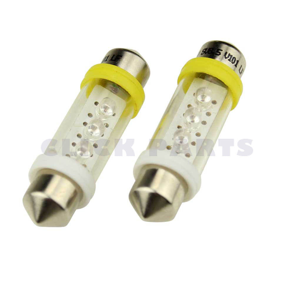 239 Yellow Led 12V 5W Number Plate & Interior Festoon Bulbs (Twin Pack)