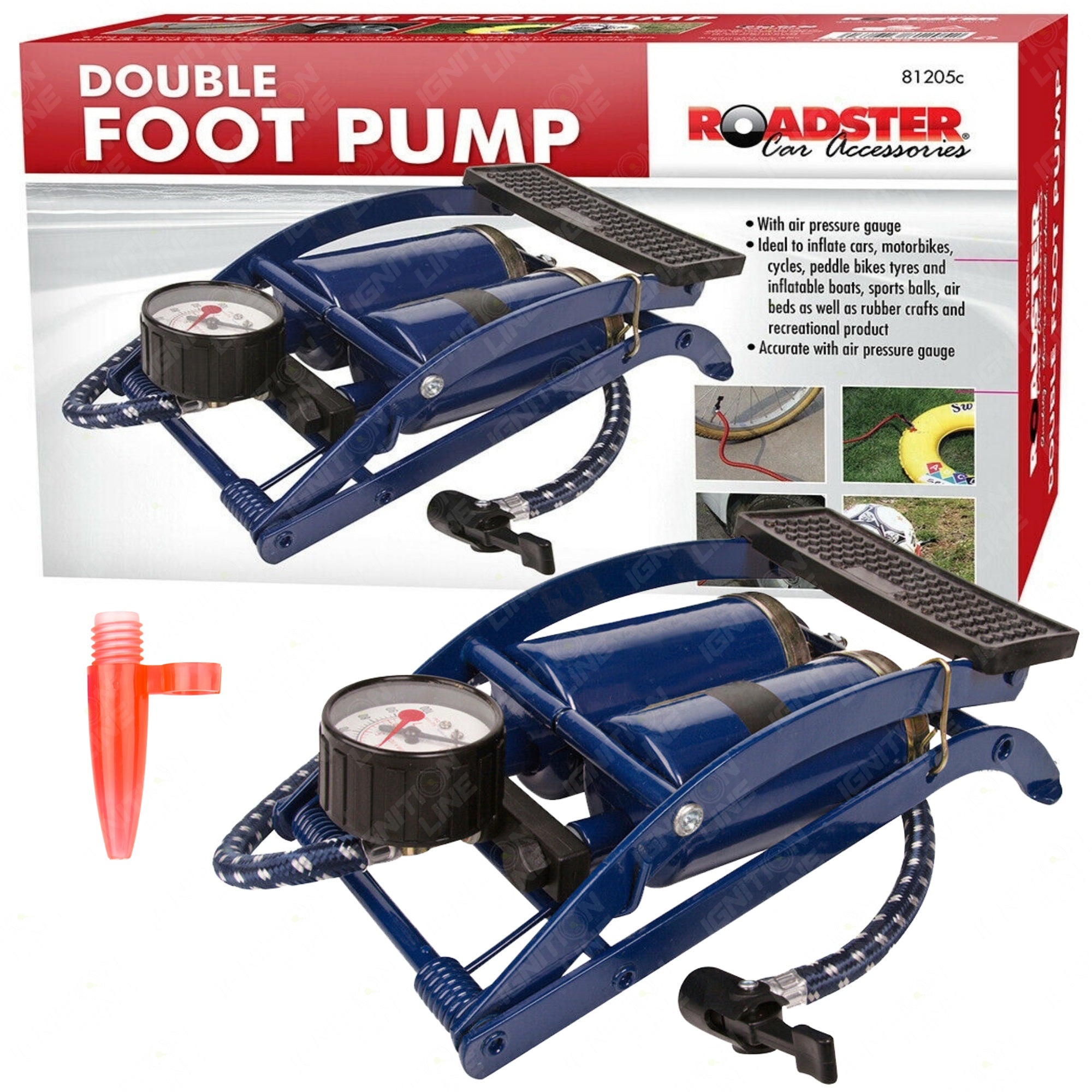 Roadster Double Cylinder Foot Pump