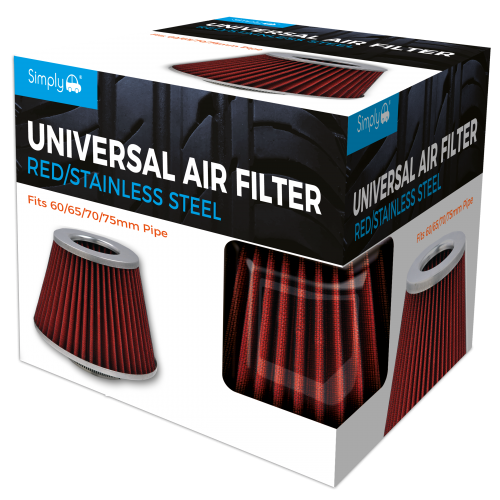 Simply Auto Universal Air Filter Chrome Front Red