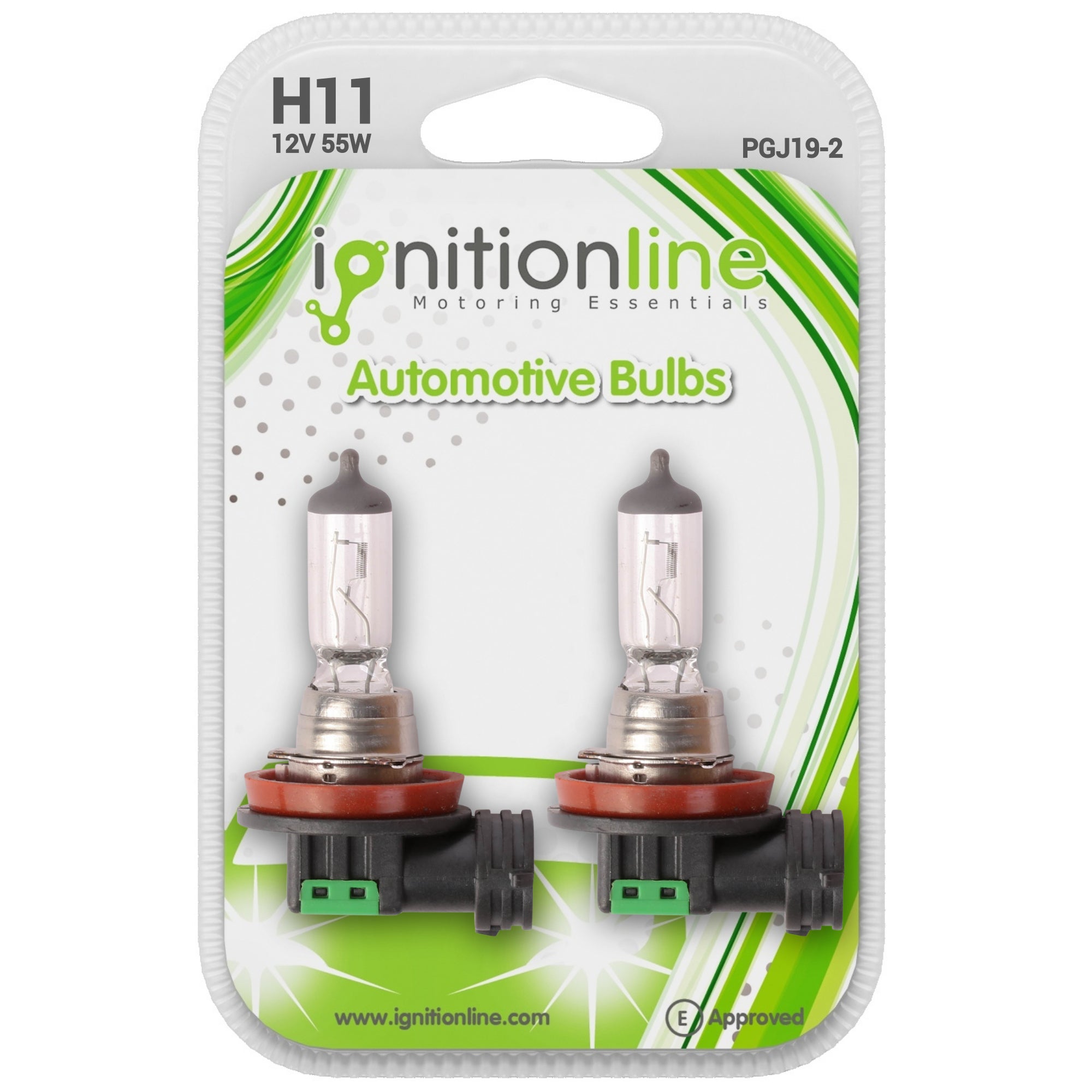 Ignitionline H11 12V 55W Halogen Headlight Bulbs (Twin Pack) PGJ19-2