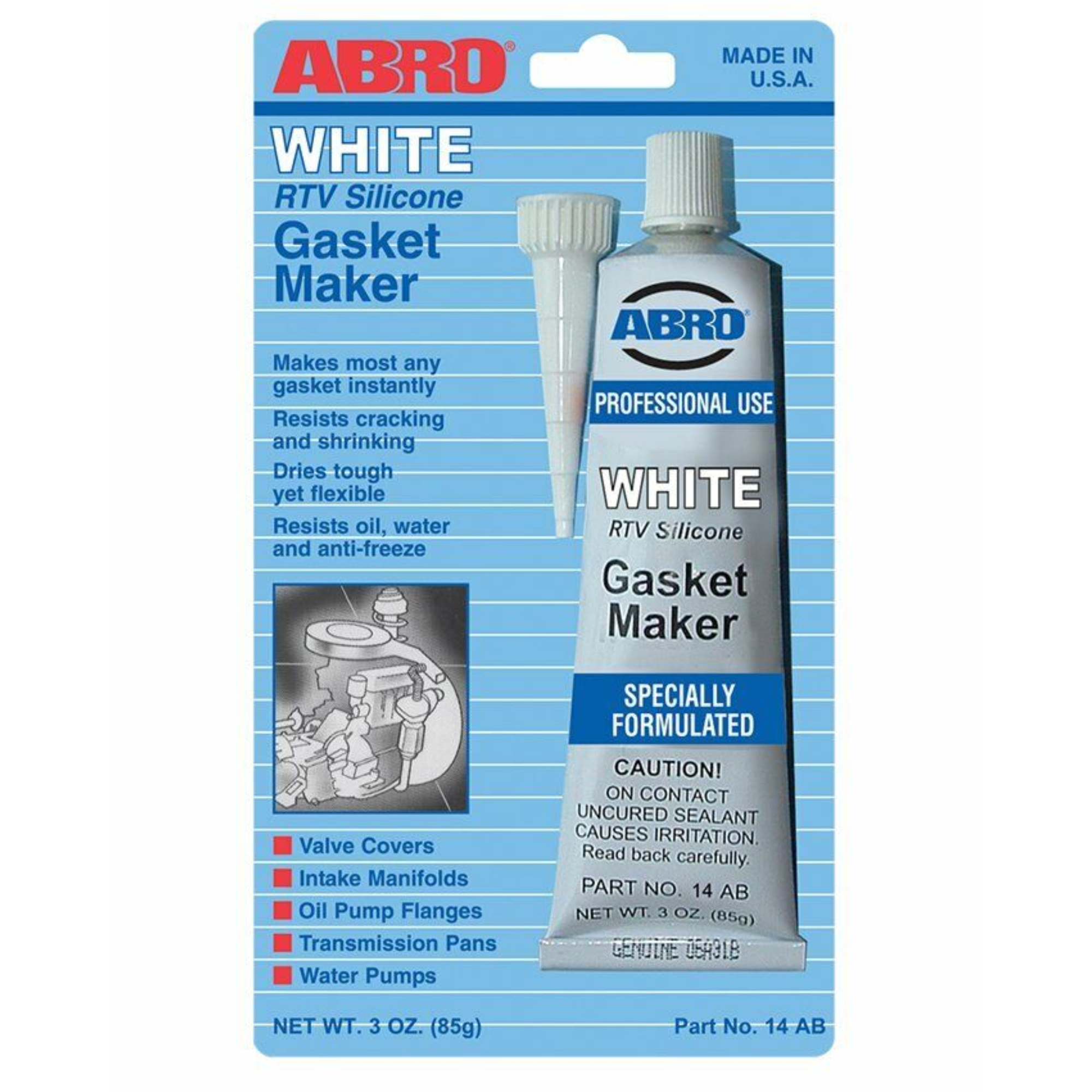 Abro Rtv Silicone Gasket Maker White 85G