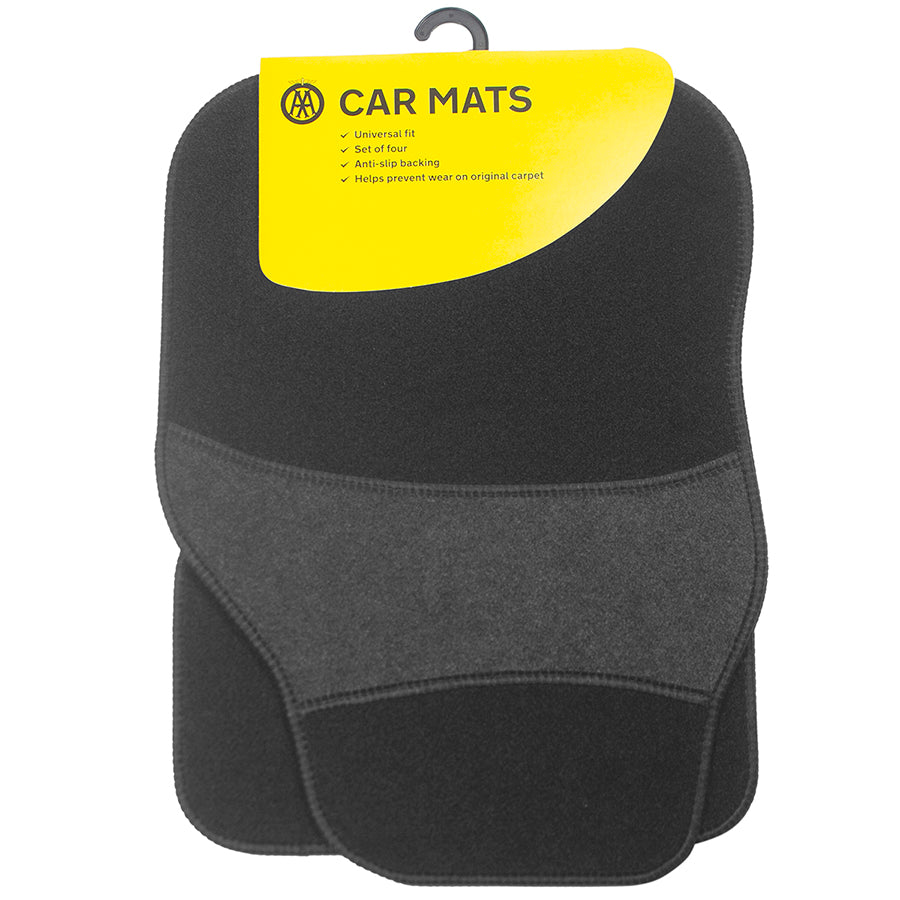 AA Car Mats Black Two Tone Carpet With Grey Heel-Pad