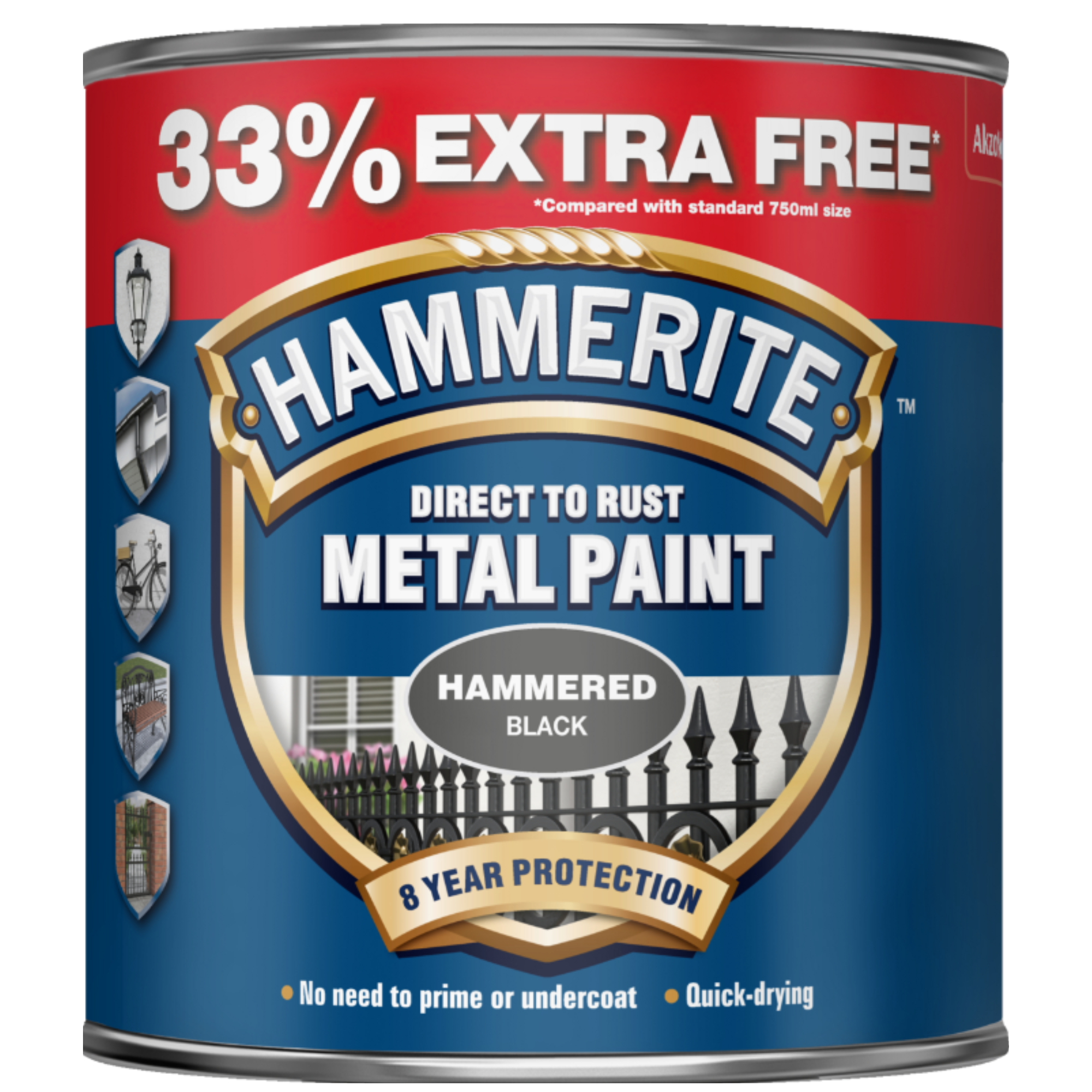 Hammerite Metal Paint Hammered Black 750ml