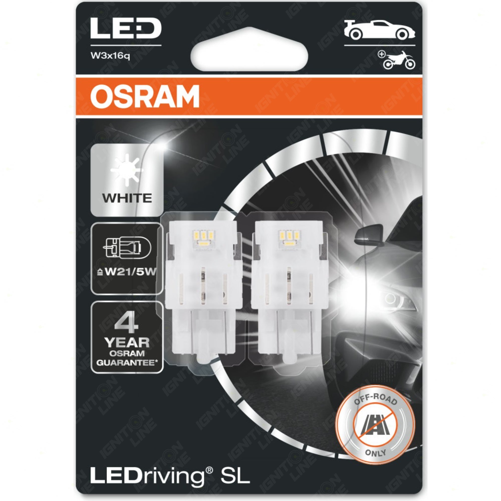 Osram Ledriving Standard Retrofit 580 W21/5W Cool White Bulbs (Twin Pack)
